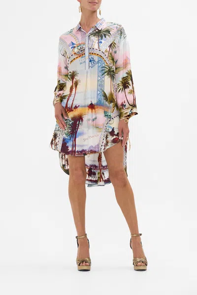 Camilla Relaxed High Low Shirt Dress Call Me In Cairo In Multi