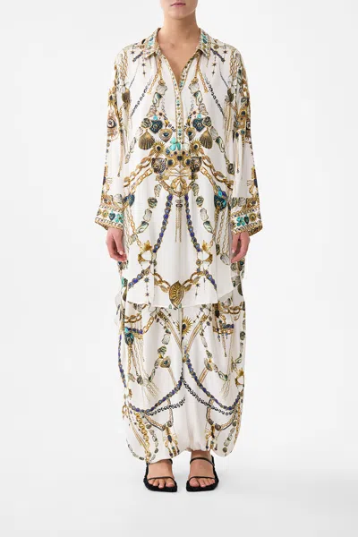 Camilla Relaxed High Low Shirt Dress Chain Gang In White