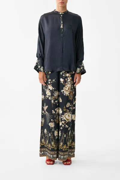 Camilla Relaxed Placket Detail Shirt Flamenco Folklore In Black