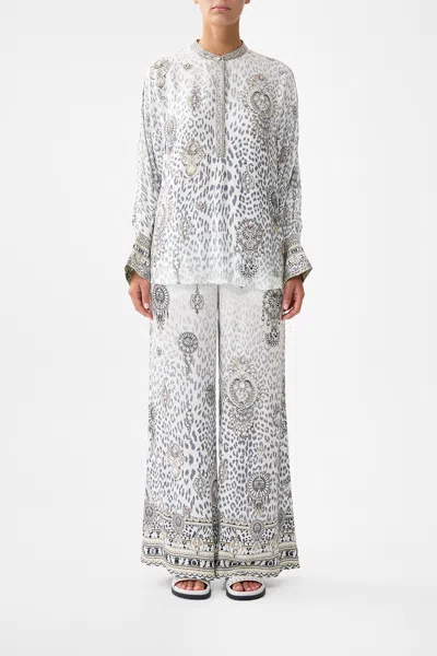 Camilla Relaxed Placket Detail Shirt Marble Heaven In Gray