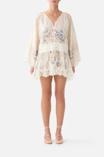 Camilla Relaxed Short Dress With Dropped Waist Laced With Love In Multi