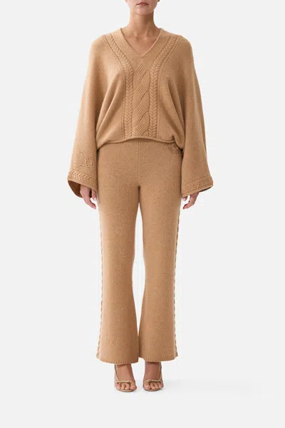 Camilla Relaxed V Neck Knit Top Leopard Libertine In Brown