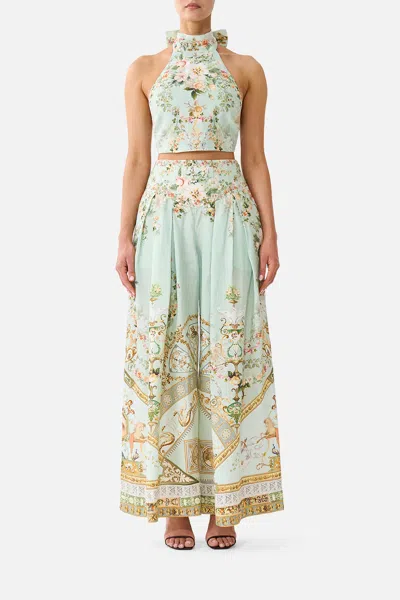 Camilla Reversible Halter Tie Back Top Wildflower Wunderland In Green