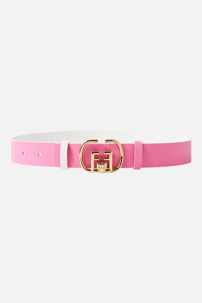 Camilla Reversible Monogram Buckle Belt Solid Pink