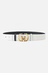 Camilla Reversible Monogram Buckle Belt Solid White In Gray