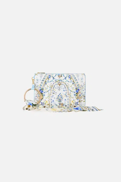 Camilla Ring Scarf Clutch Dandelion Skies In White