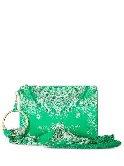 Camilla Ring Scarf Clutch In Green