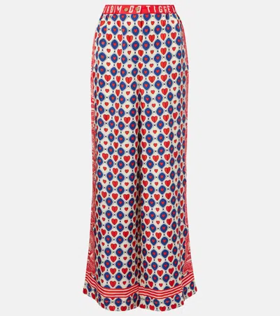 Camilla Rinse & Roar Silk Wide-leg Pants In Blue