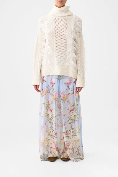Camilla Roll Neck Jumper Tiled In Time In White
