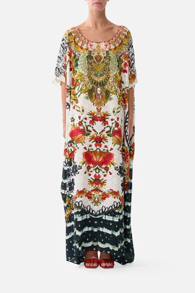 Camilla Round Neck Kaftan La Rosa In Multi