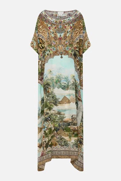 Camilla Round Neck Kaftan Views Of The Valley In Multi