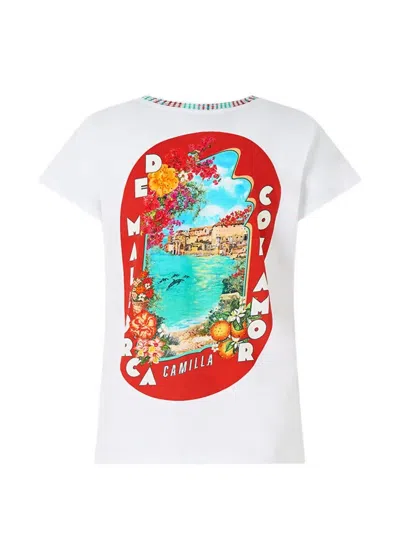 Camilla Round-neck Printed T-shirt In White