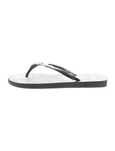 Pre-owned Camilla Rubber Animal Print Flip Flops In Blue