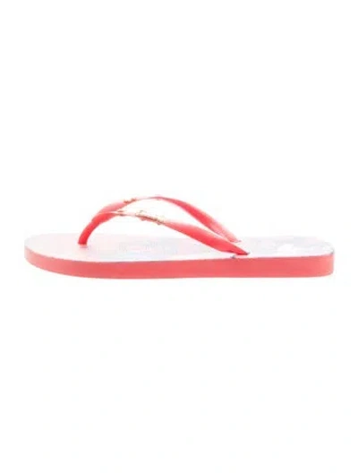 Pre-owned Camilla Rubber Floral Print Flip Flops In Pink