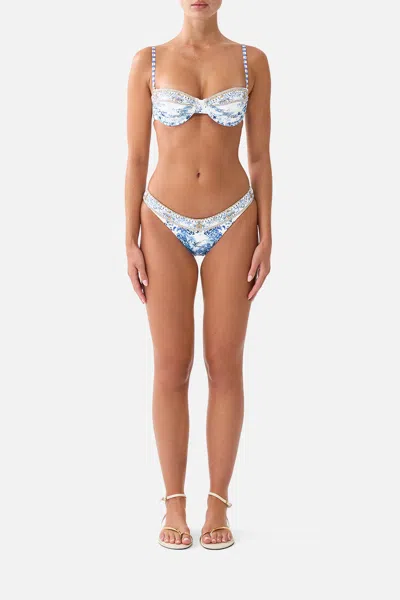 Camilla Ruched Cup Underwire Bikini Top The Porcelain Parlour In Blue