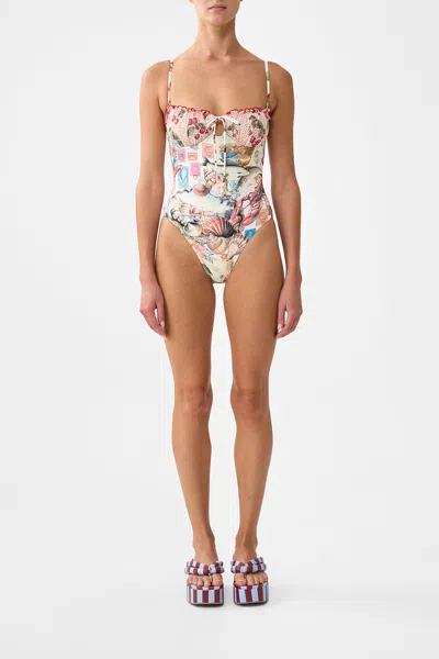 Camilla Ruched Cup Underwire One Piece With Tie Front Notes From The Road In White