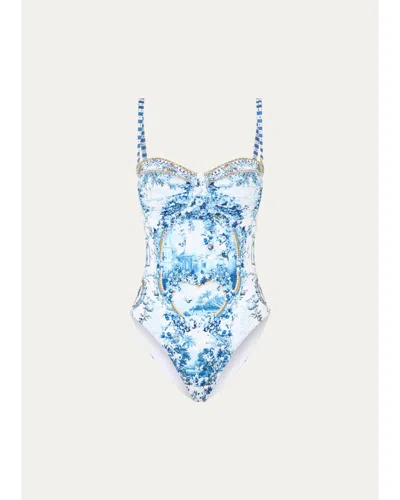 Camilla Ruched Cup Underwire One-piece Swimsuit In The Porcel