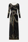 Camilla Ruched Jersey Dress With Hardware And Chain Call Me Cleopatra