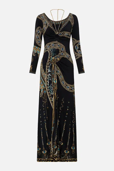 Camilla Ruched Jersey Dress With Hardware And Chain Call Me Cleopatra