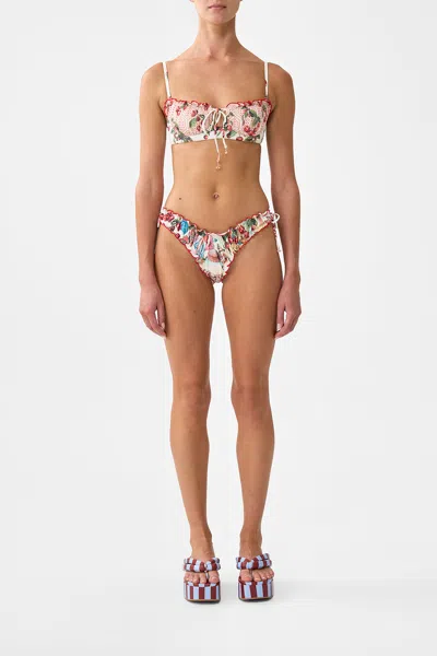 Camilla Ruched Skimpy Bikini Bottom With Tie Sides Notes From The Road In Pink