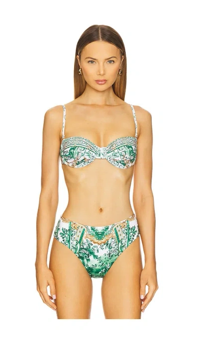Camilla Ruched Underwire Bikini Top With Removable Straps In Corridor Of Calm