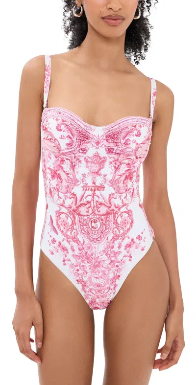 Camilla Livin La Vida Rosa Ruched Underwire One-piece Swimsuit In Pink