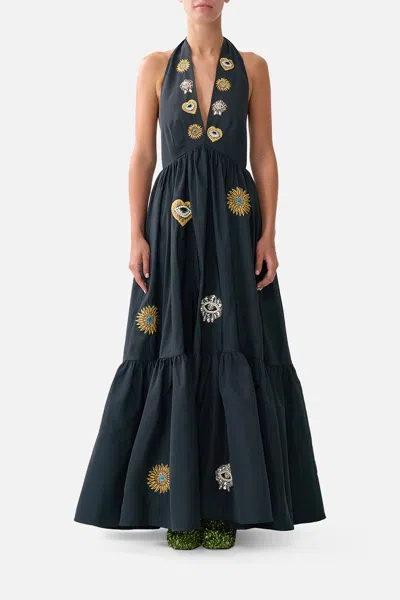 Camilla Ruffle Hem Halter Dress Amulets And Alchemy In Black