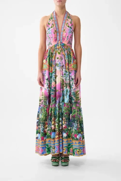 Camilla Turkish Delight Ruffle-hem Halter Maxi Dress In Multi