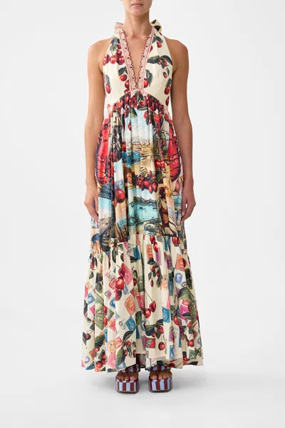 Camilla Ruffle Hem Halter Dress Notes From The Road In Multi