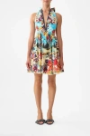 Camilla Ruffle Hem Halter Short Dress Bathing Bombshell In Multi