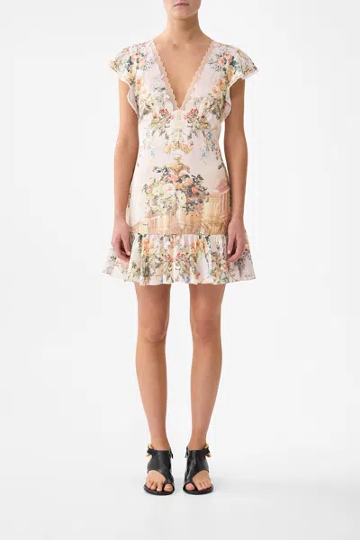 Camilla Ruffle Sleeve Short Dress Twilight In Istanbul In White