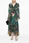 Camilla Ruffle Wrap Dress In Verdis World In Green