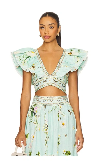 Camilla Ruffle Wrap Top In Pink