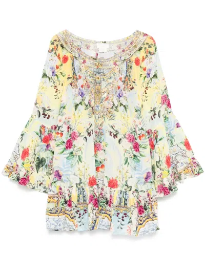 Camilla Ruffled A-line Mini Dress In Yellow