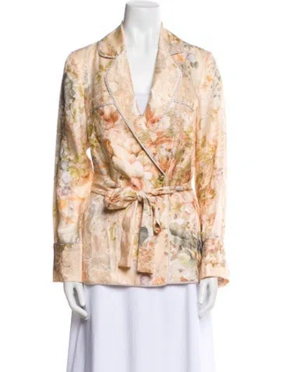 Pre-owned Camilla Satin Floral Print Blazer In Blue