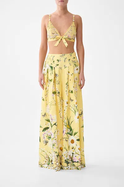 Camilla Scalloped Edge Tri Bralette With Bow Front Daisy Chains In Yellow