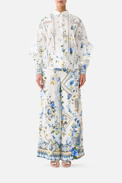 Camilla Scarf Belt Wide Leg Pant Dandelion Skies In White