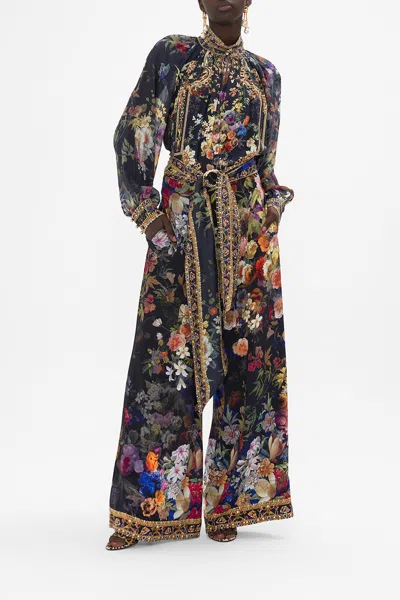Camilla Scarf Belt Wide Leg Pant Play Your Cards Right In Gold/navy