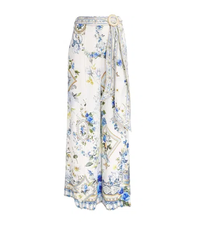 Camilla Scarf Belt Wide-leg Trousers In Multi