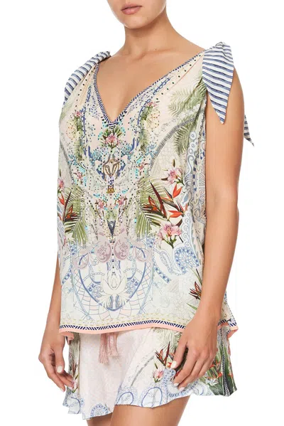 Camilla Scarf Tie Top In Multi