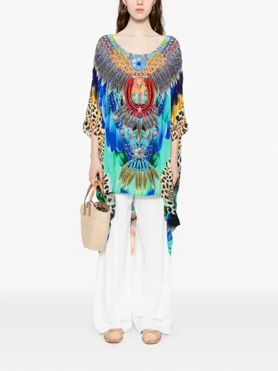 Camilla Scoop-neck Mini Dress In Blue