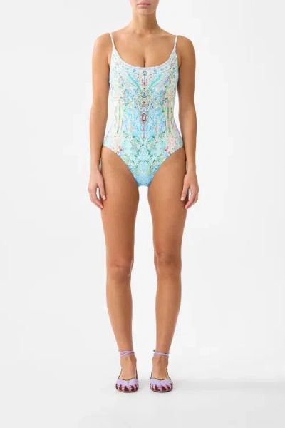 Camilla Scoop Neck One Piece W Scoop Back In Blue