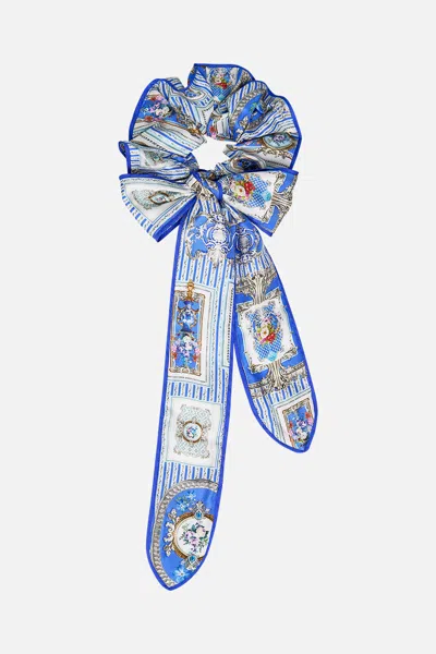 Camilla Scrunchie With Bow Ottoman Opulence In Blue