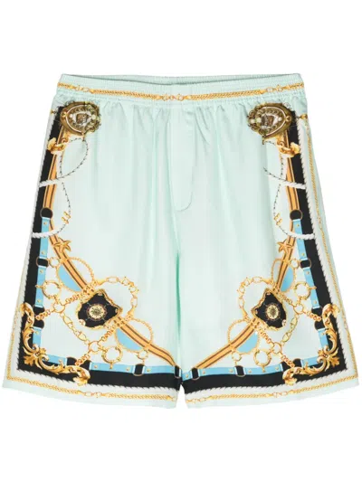 Camilla Sea Charm Silk Bermuda Shorts In Green