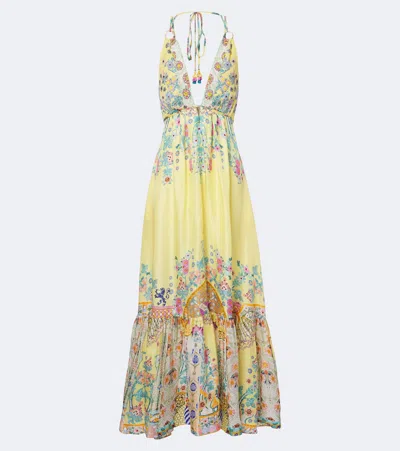 Camilla Sequined Floral Silk Maxi Dress In Multi