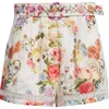 Camilla Sew Yesterday Floral Lace-trimmed Linen Shorts In Sew Yesterday