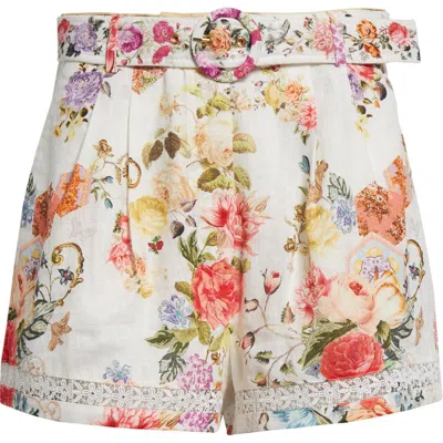 CAMILLA CAMILLA SEW YESTERDAY BELTED HIGH WAIST LINEN SHORTS