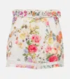 Camilla Sew Yesterday Floral Lace-trimmed Linen Shorts In Multicoloured