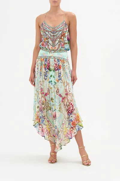 Camilla Crystal-embellished Printed Silk-georgette Maxi Skirt In Blue