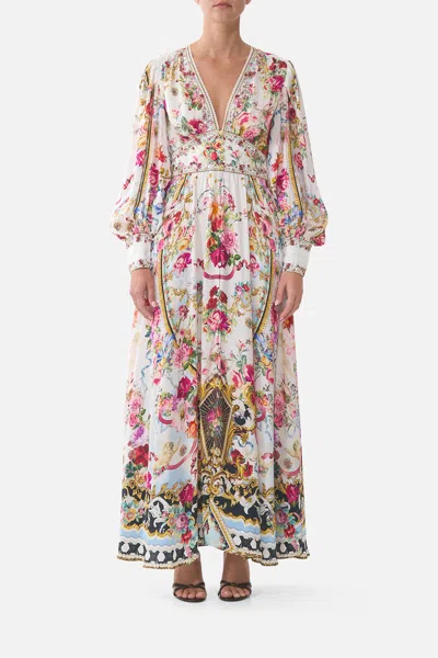 Camilla Shaped Waistband Dress With Gathered Sleeves Torero Libertine In Multi